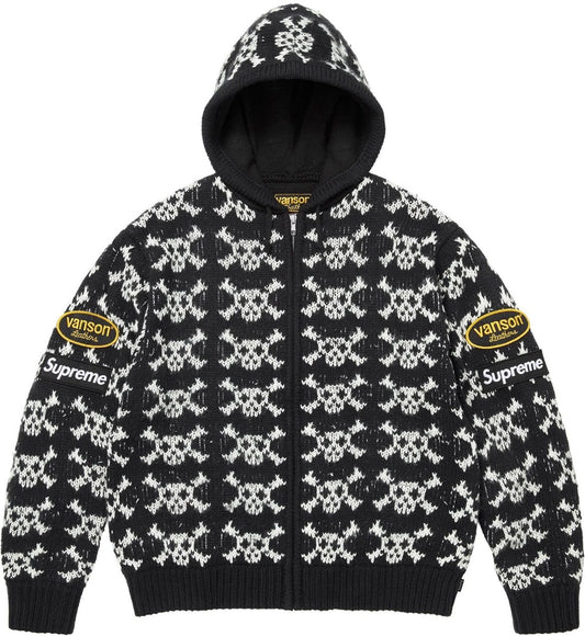 Supreme®/Vanson Leathers® Skull Zip Up Hooded Sweater (Black)