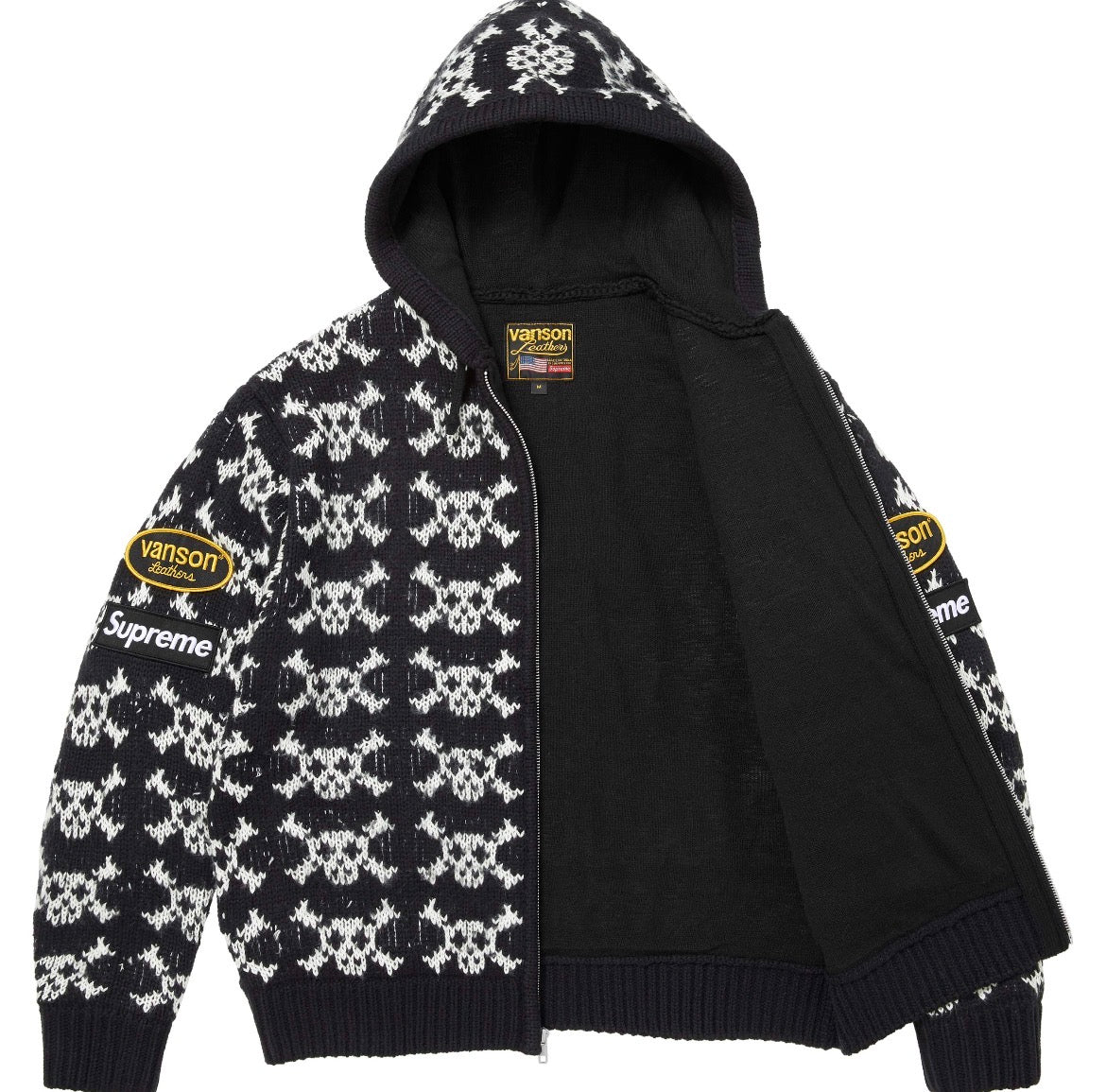 Supreme®/Vanson Leathers® Skull Zip Up Hooded Sweater (Black)