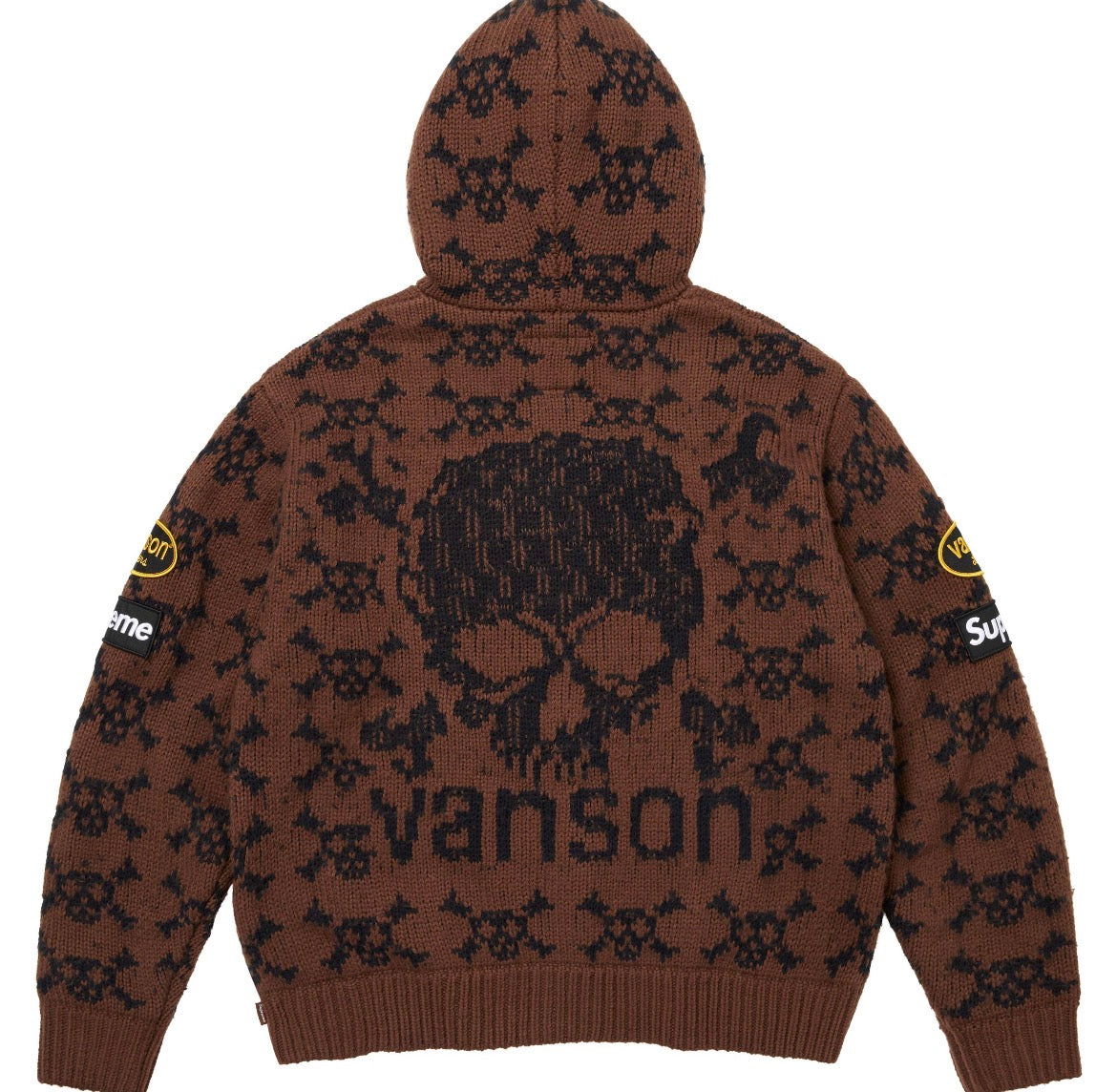 Supreme®/Vanson Leathers® Skull Zip Up Hooded Sweater (Brown)