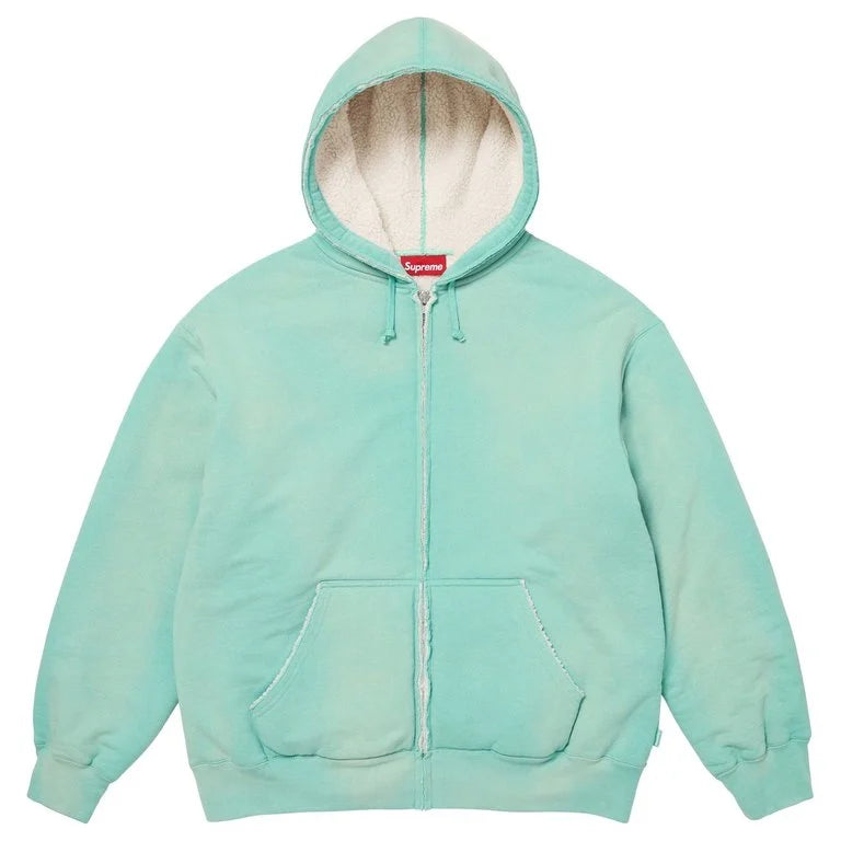 Supreme Shearling Lined Zip Up Hooded Sweatshirt