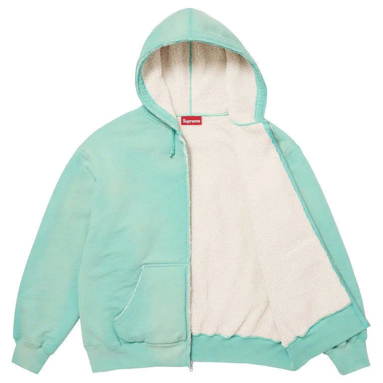 Supreme Shearling Lined Zip Up Hooded Sweatshirt
