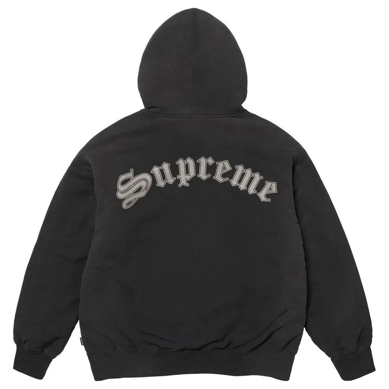 Supreme Shearling Lined Zip Up Hooded Sweatshirt