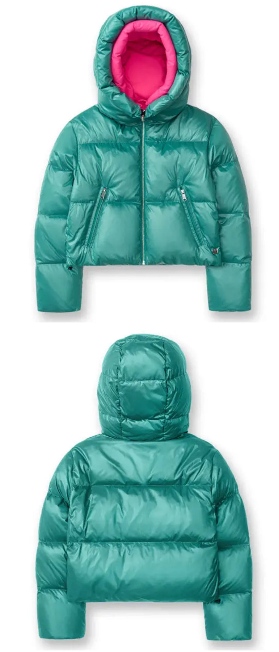 AlphaStyle Kudu Diva Cropped Double Hood Down Puffer Green