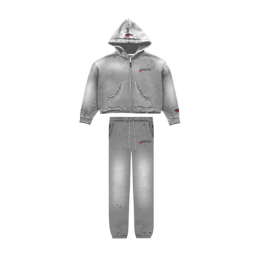 RoughPlay Distresed Sweatsuit (GRY/RED)