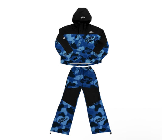RoughPlay🩹Water Resistance Camo TrackSuit (BLUE)