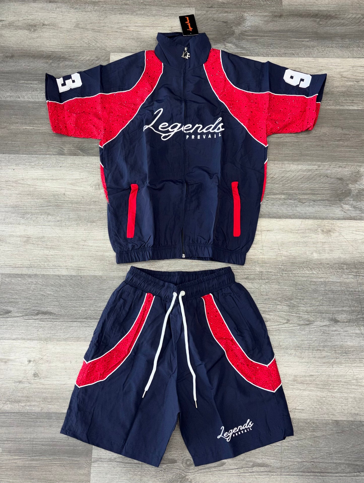 Legends Prevail Windbreakers short Navy/Red