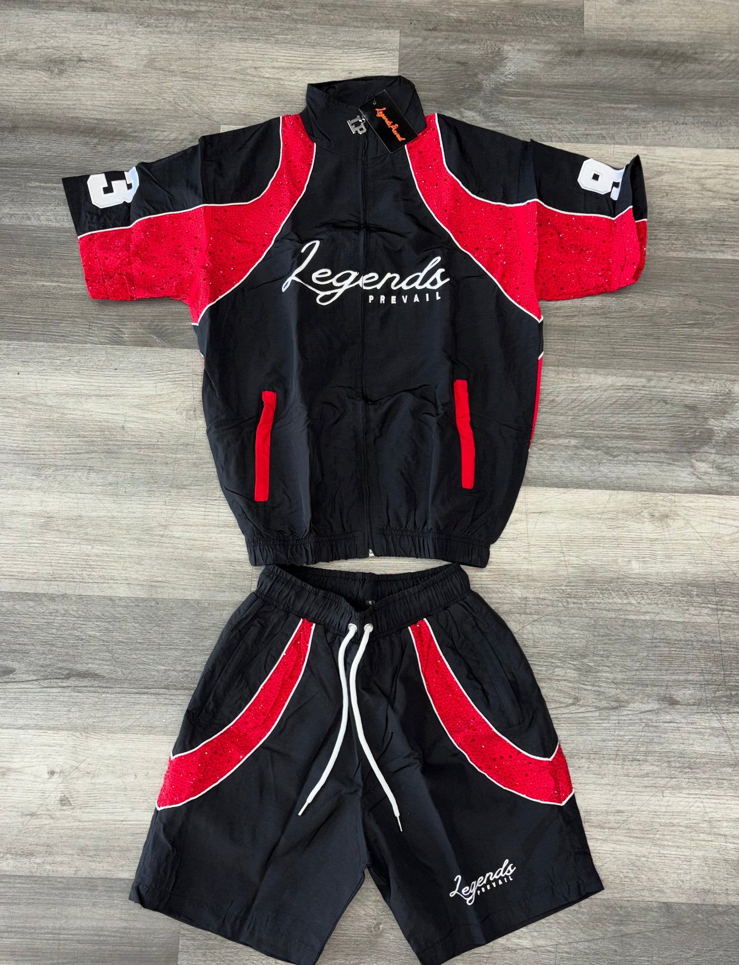 Legends Prevail Windbreakers short set Black/Red