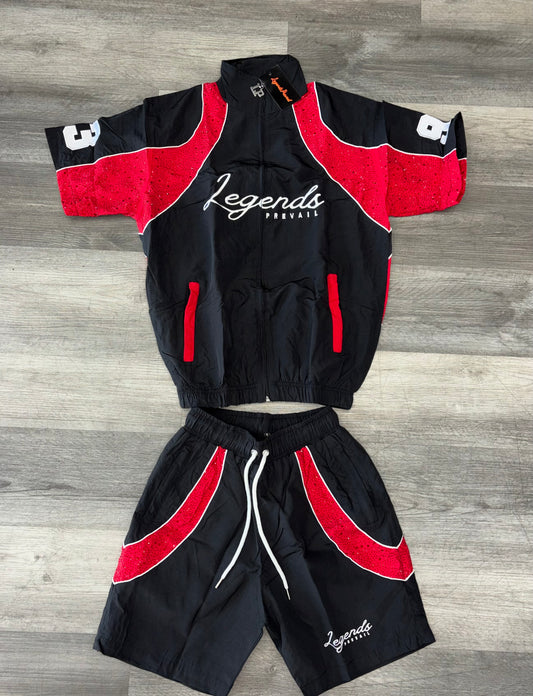 Legends Prevail Windbreakers short set Black/Red