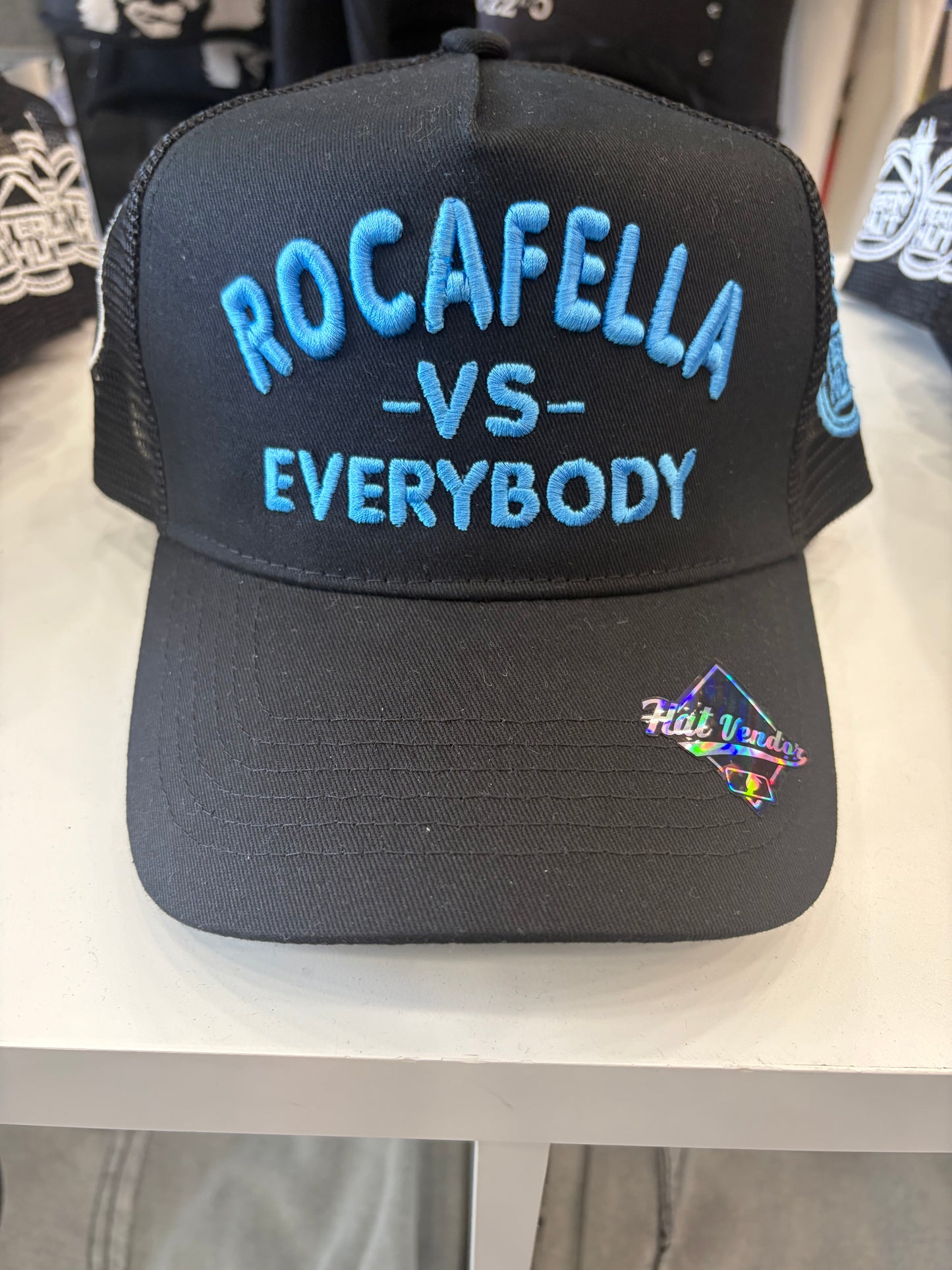 Rocafella vs Everybody Hat -Light Blue Trucker
