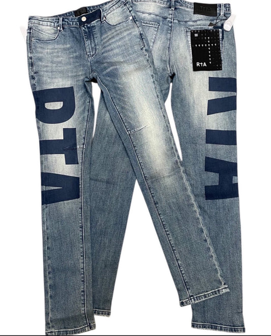 RTA Men's Denim Pant Logo Blue