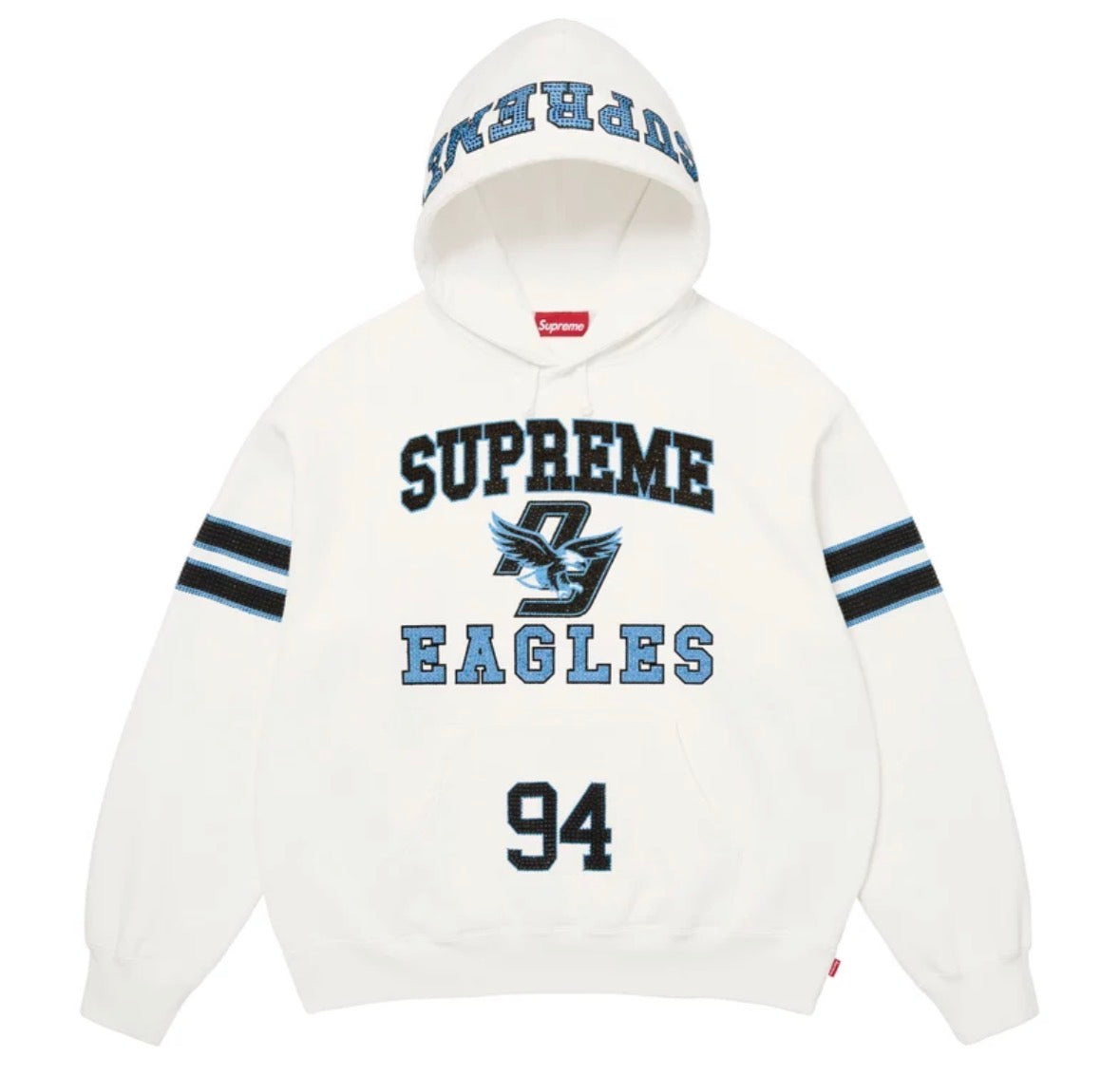 Rhinestone eagle hoodie white