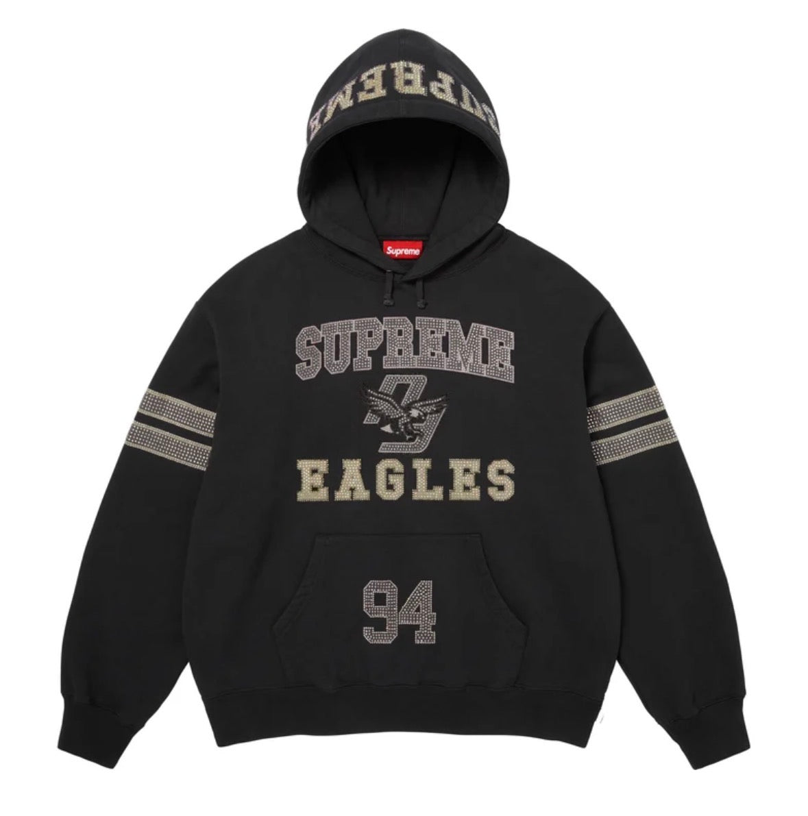 Rhinestone eagle hoodie black