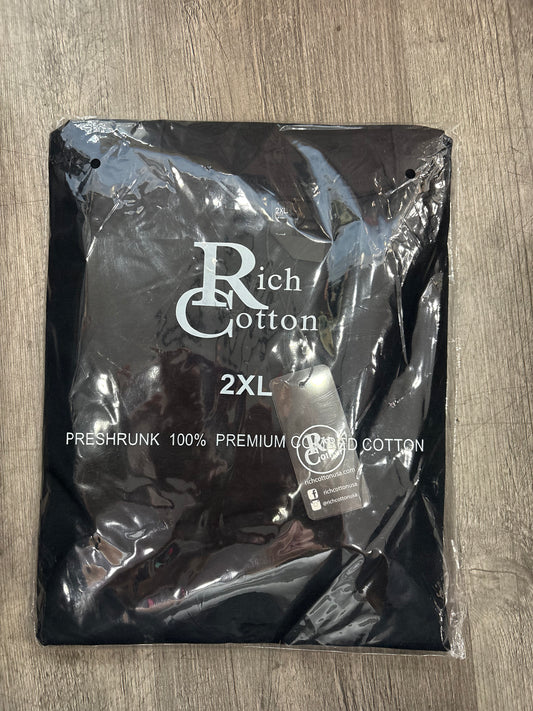 Rich cotton black tee preshrunk 100% premium combed cotton