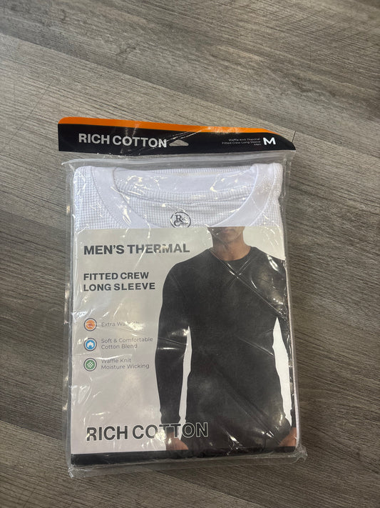 Rich cotton mens thermal fitted crew long sleeve white