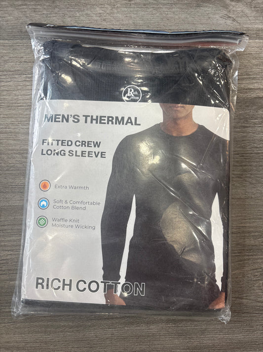Rich cotton mens thermal fitted crew long sleeve black