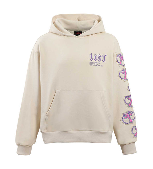 LOST INTRICACY MITT HOODIE CREAM/PINK SET