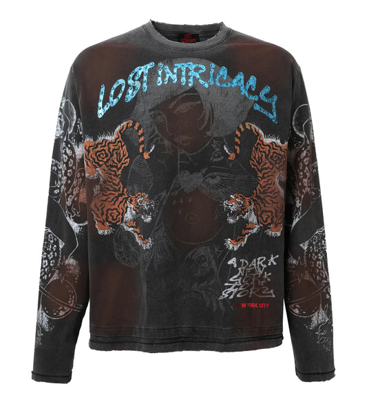 LOST INTRICACY TWIN TIGER L/S TEE BLACK