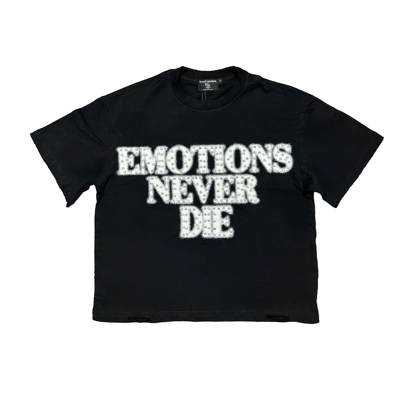Mixed Emotion Black ‘End’ Rhinestone Tee