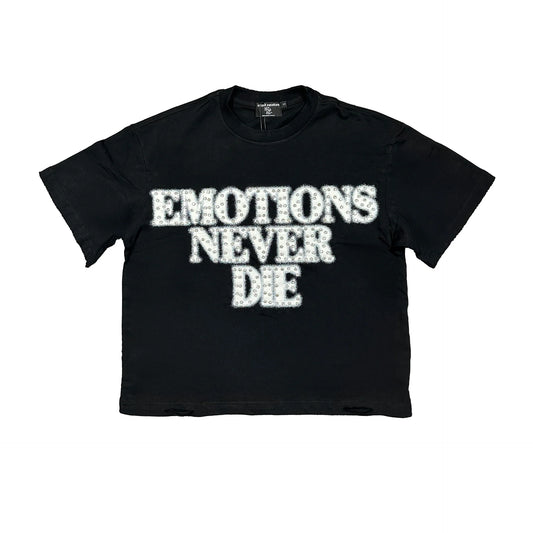 Mixed Emotion Black ‘End’ Rhinestone Tee