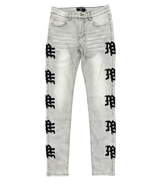 MIXED EMOTION MONOGRAM DENIM GREY WASH
