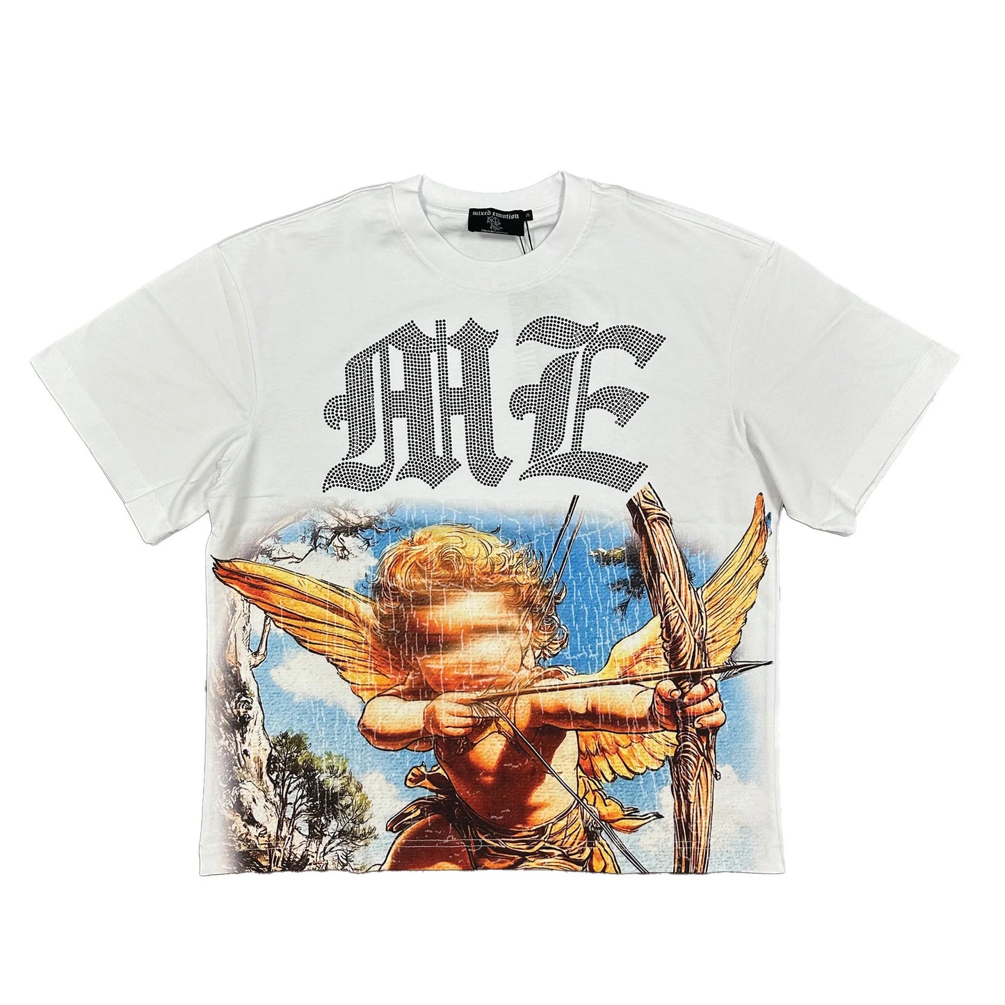 MIXED EMOTION White “Angel” Rhinestone Tee