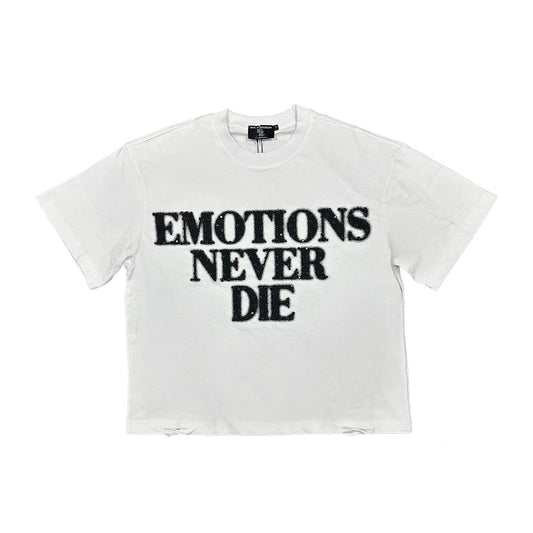 Mixed Emotion White ‘End’ Rhinestone Tee
