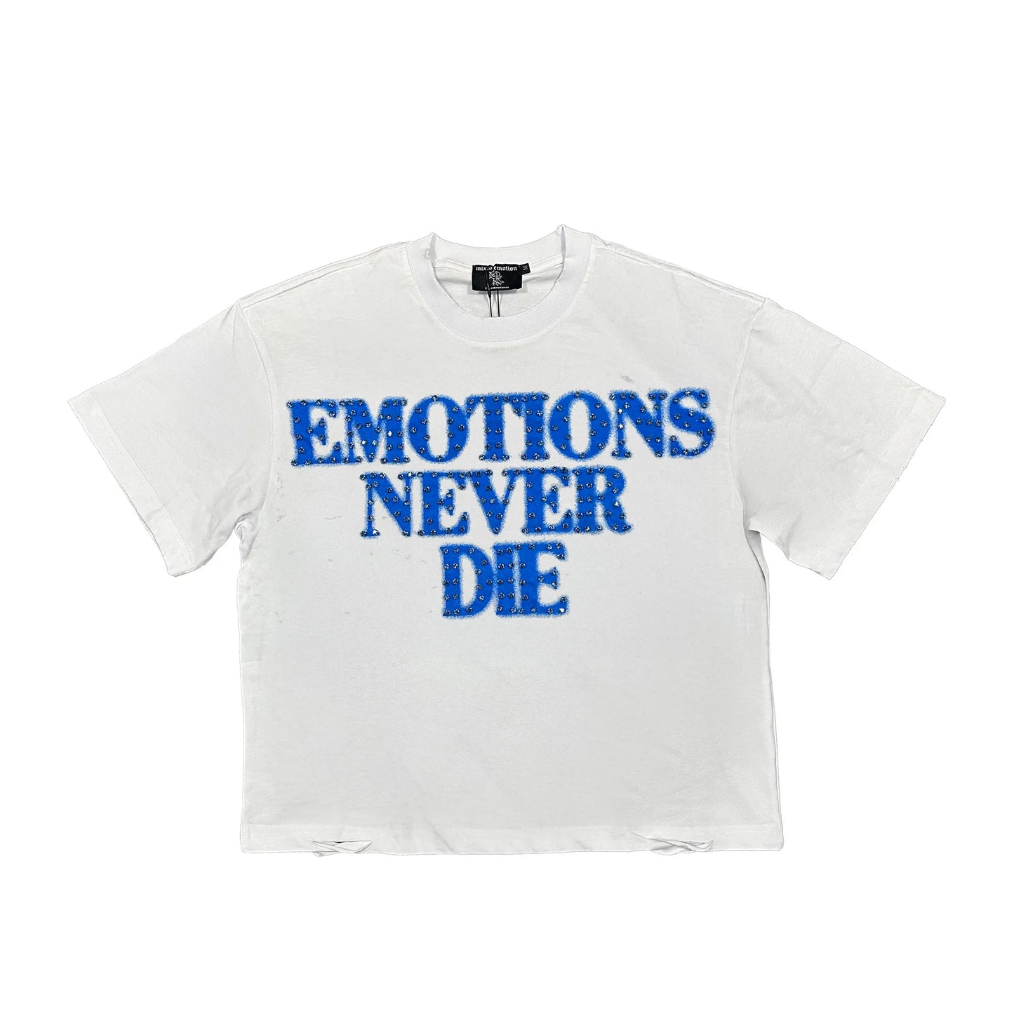 Mixed Emotion Blue ‘End’ Rhinestone Tee