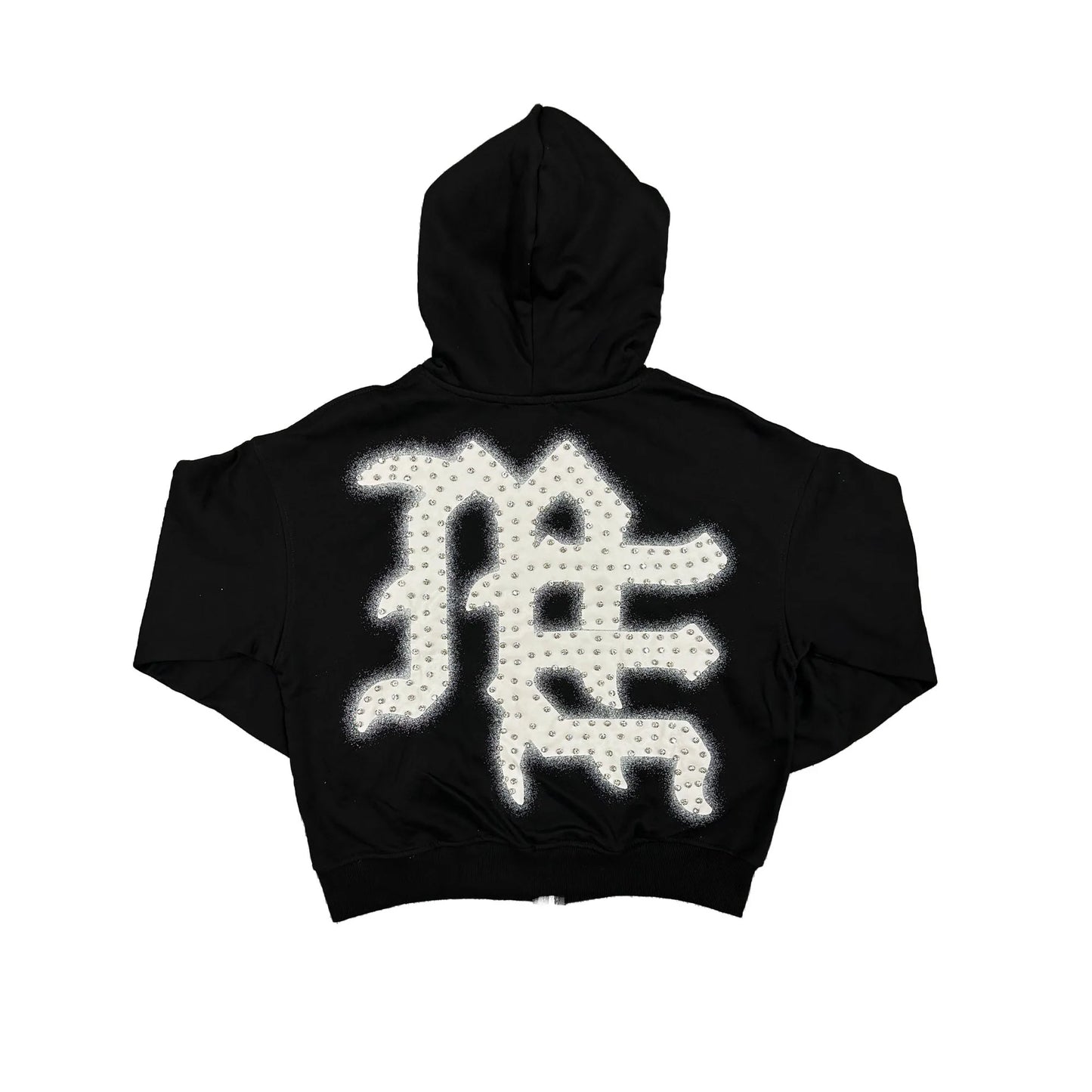 Mixed Emotion Black ‘End’ Rhinestone hoodie