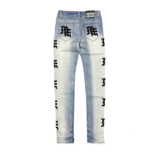 Mixed Emotion Monogram Denim Light Blue Wash