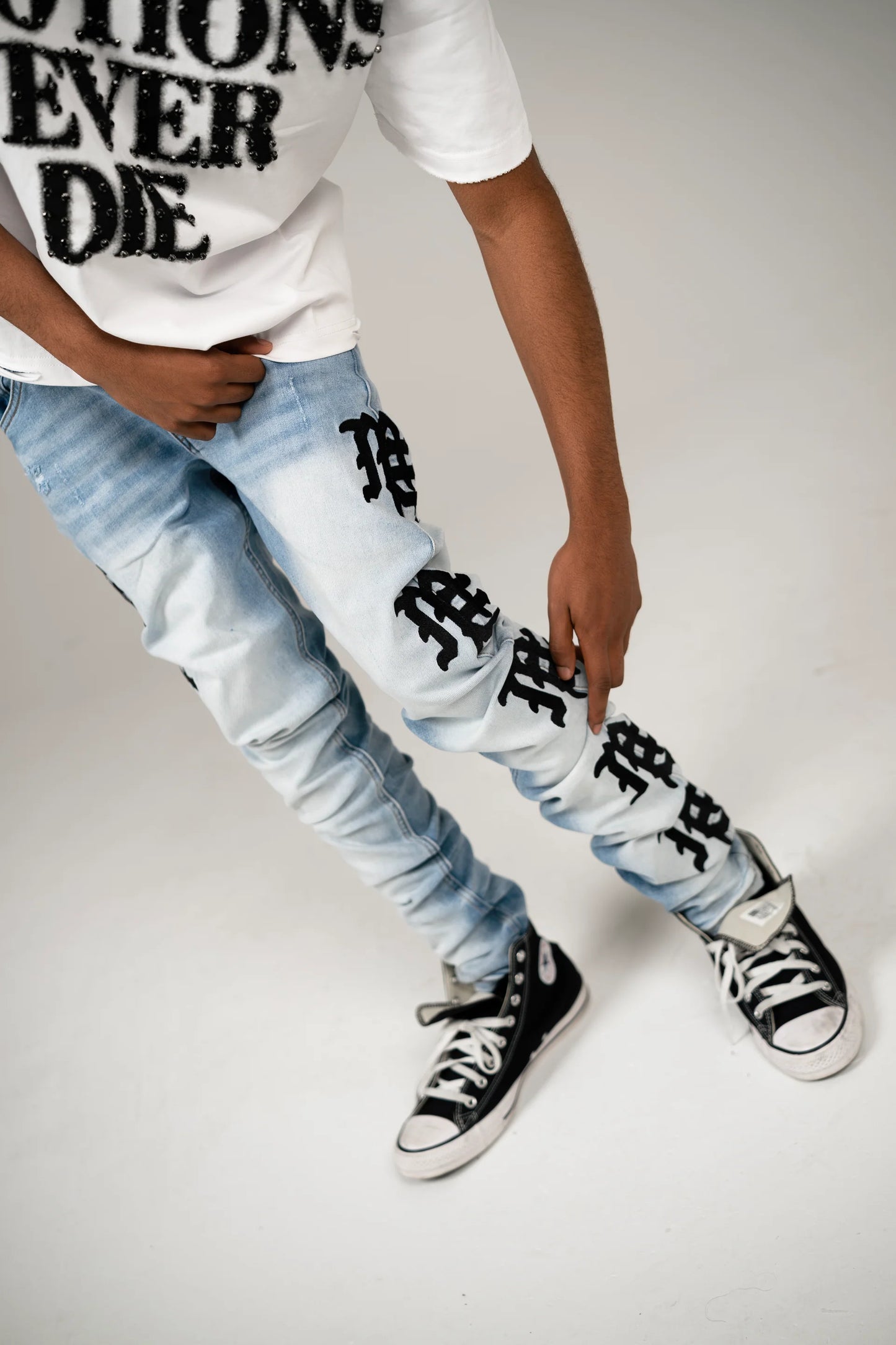 Mixed Emotion Monogram Denim Light Blue Wash