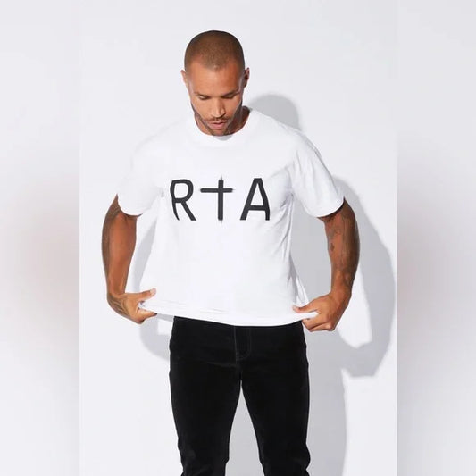 RTA Colin Short Sleeve Tee White Front Logo