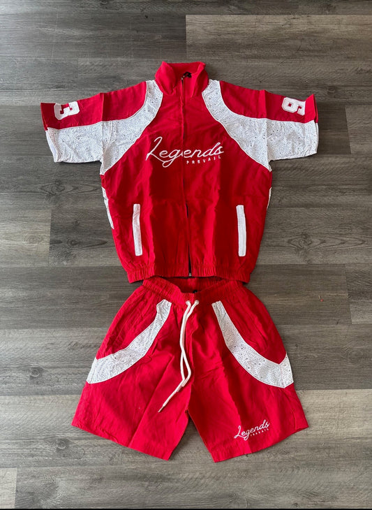 Legends Prevail Windbreakers short set Red