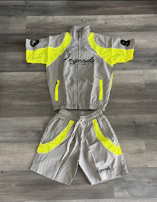 Legends Prevail Windbreakers short set grey/green