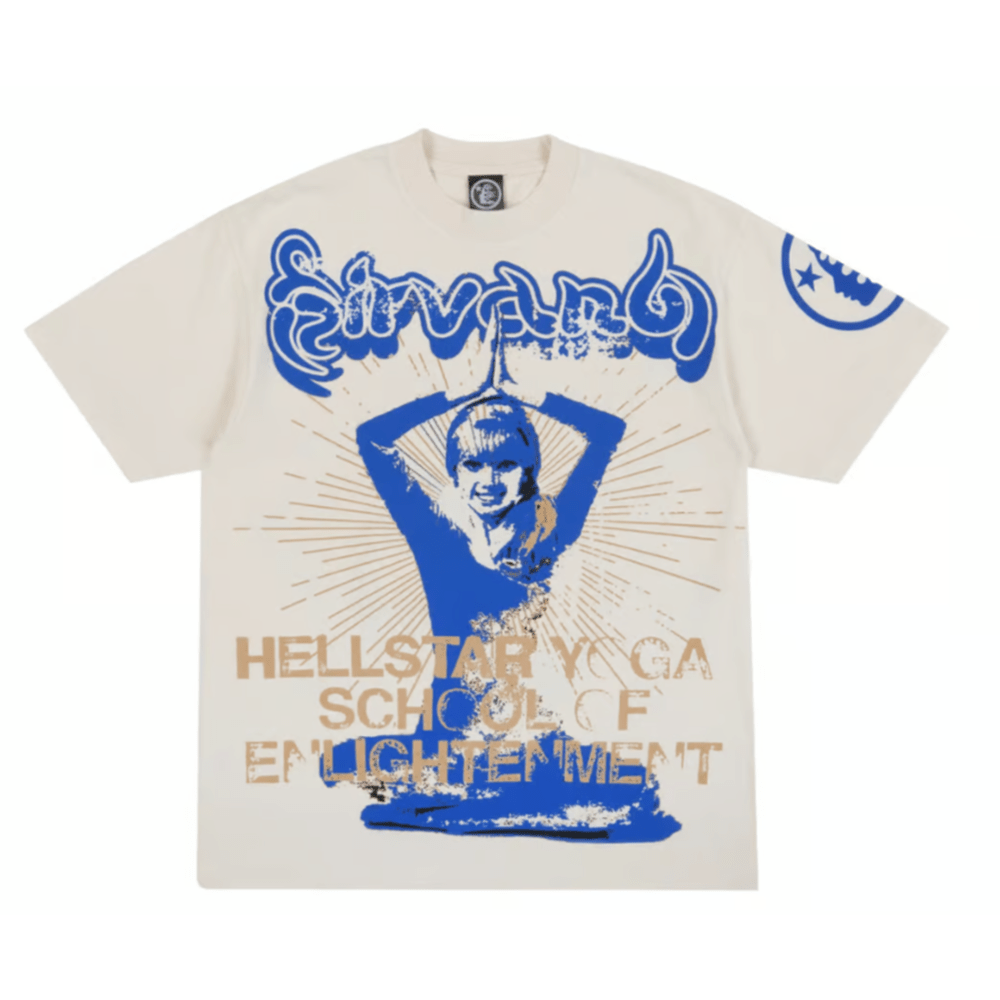 Hellstar Studios Yoga Short Sleeve Tee Shirt Cream