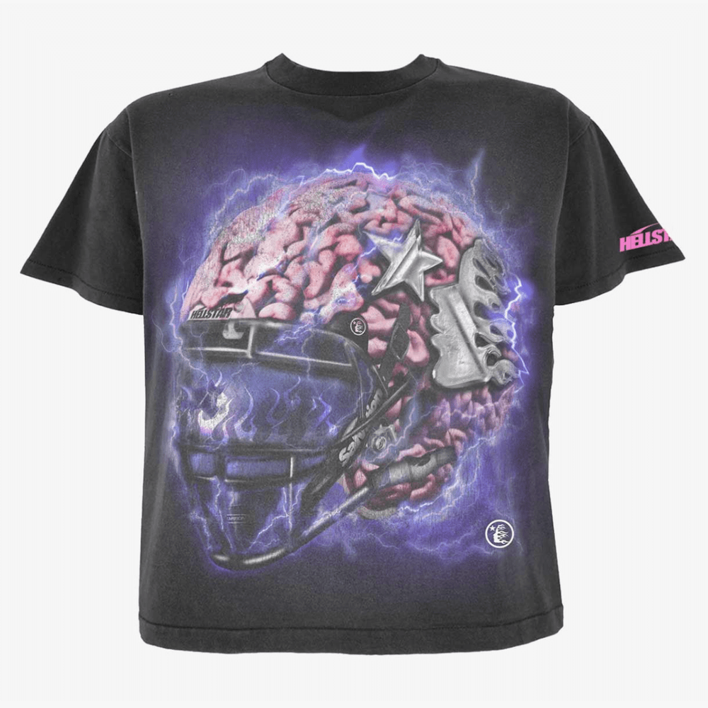 HELLSTAR STUDIOS BRAIN HELMET TEE FADED BLACK