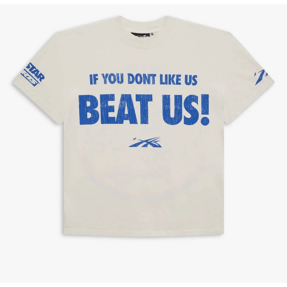 HELLSTAR SPORTS BEAT US! TEE (WHITE/BLUE)