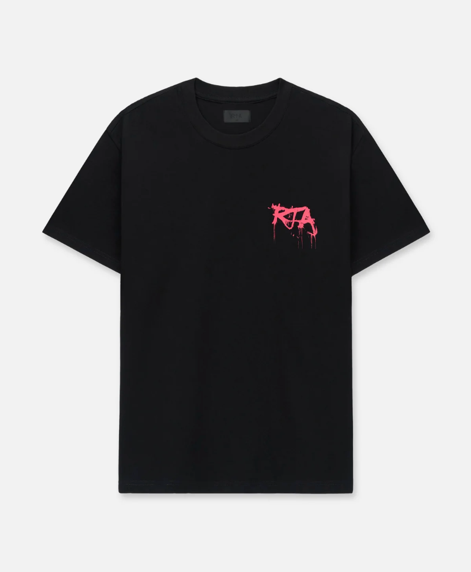 RTA COLIN OVERSIZED SHORT SLEEVE TEE | BLACK GRAFFITI PINK