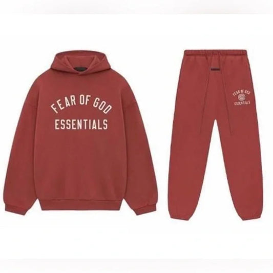 Essentials Fear of God Fleece Hoodie 'Crimson'