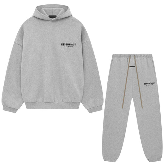Essentials Fear of God Fleece Sweatsuit Light Heather Gray FULL SET
