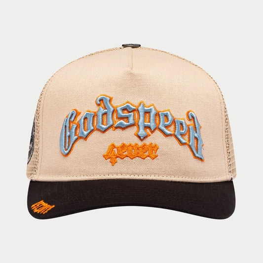 Godspeed Forever Trucker Hat (Bone/Blue/Orange)