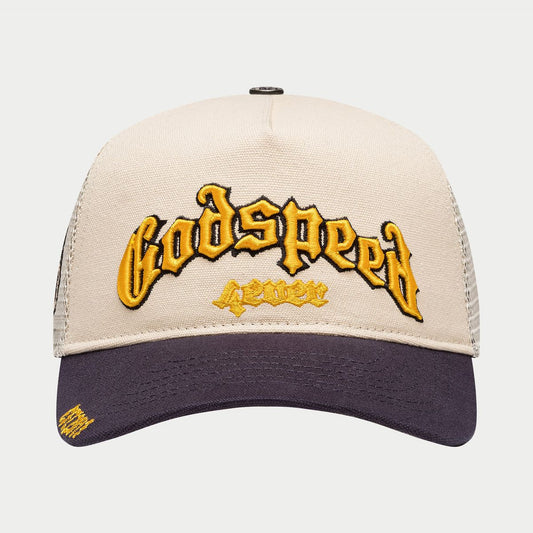 Godspeed Forever Trucker Hat (Bone/Yellow/Navy)