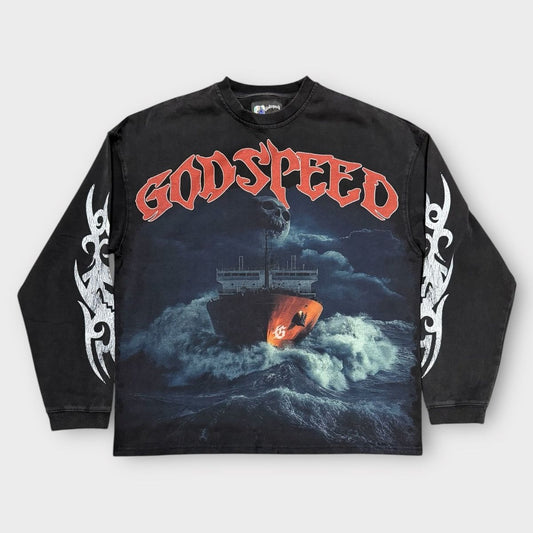 Godspeed Sea Sick LS T-Shirt (Black Wash)