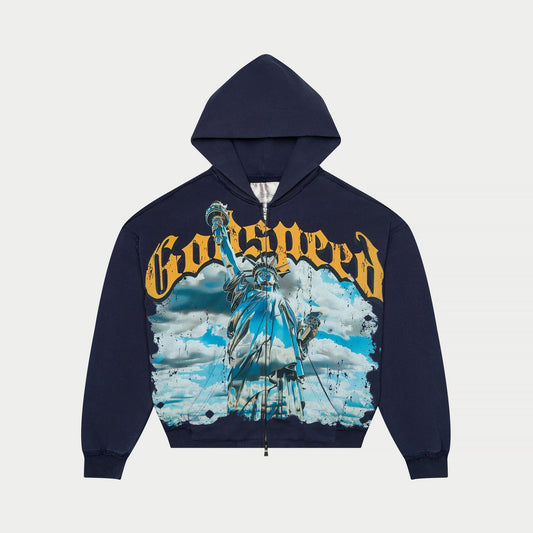 Godspeed Chrome Liberty Zip Hoodie V2 (Navy Wash)