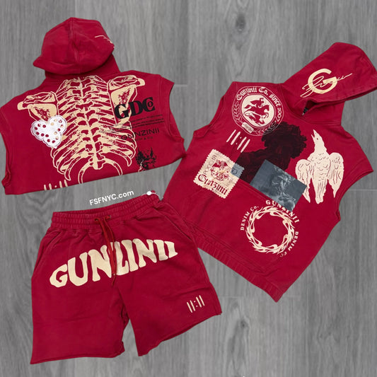 Gunzinii Mens GDC Hoodie Set Red