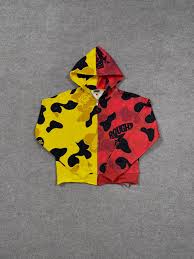 Rough Play Camo Sleeve Hoodie yellow and red