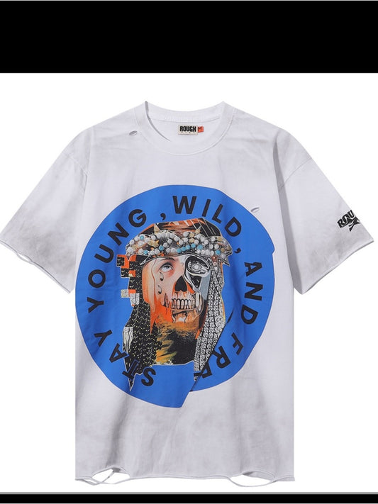 Roughplay White Graphic Short Sleeve Tee - Young, Wild & Fr