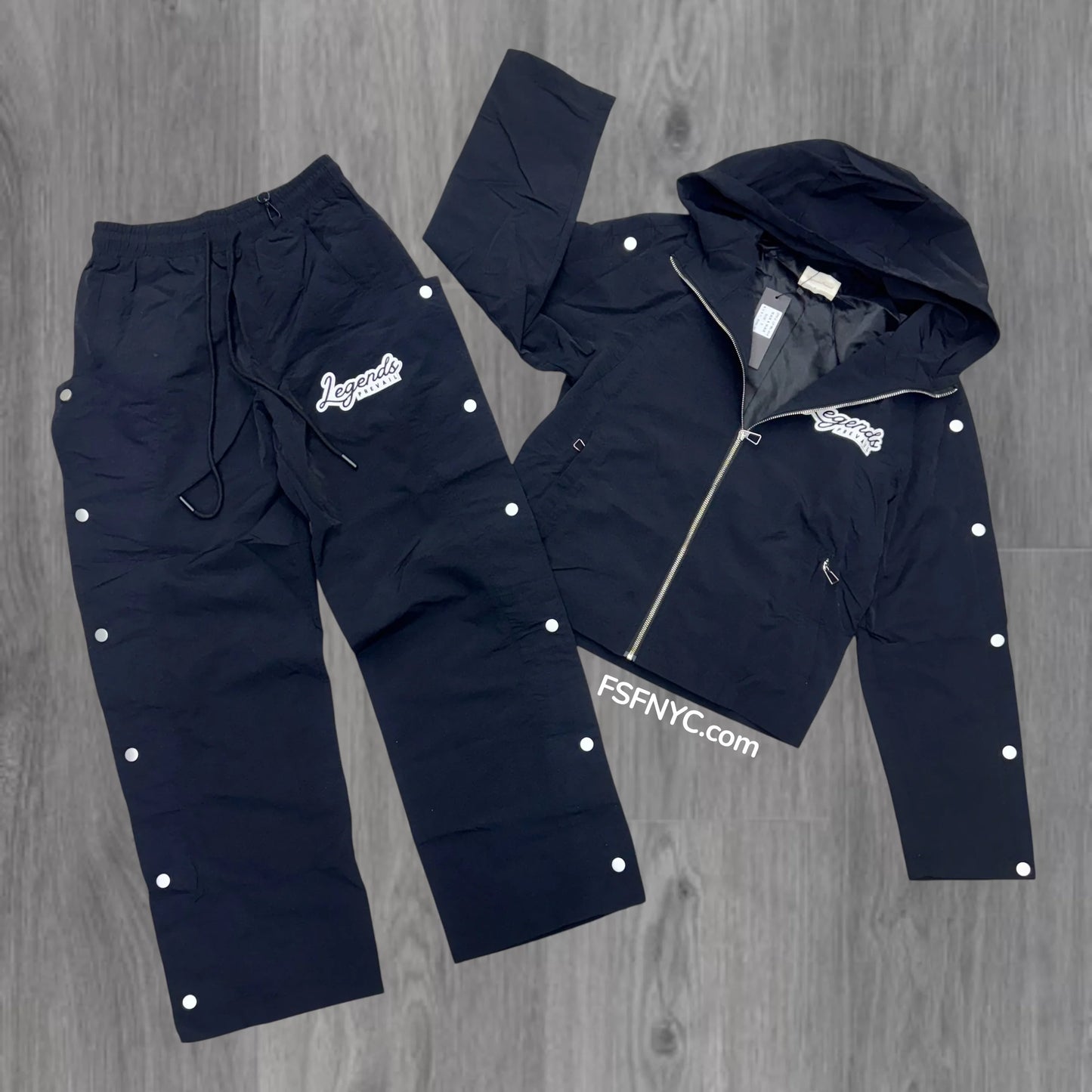 PREVAIL- LP WINDBREAKER ZIP JACKET SET - BLACK/BLACK