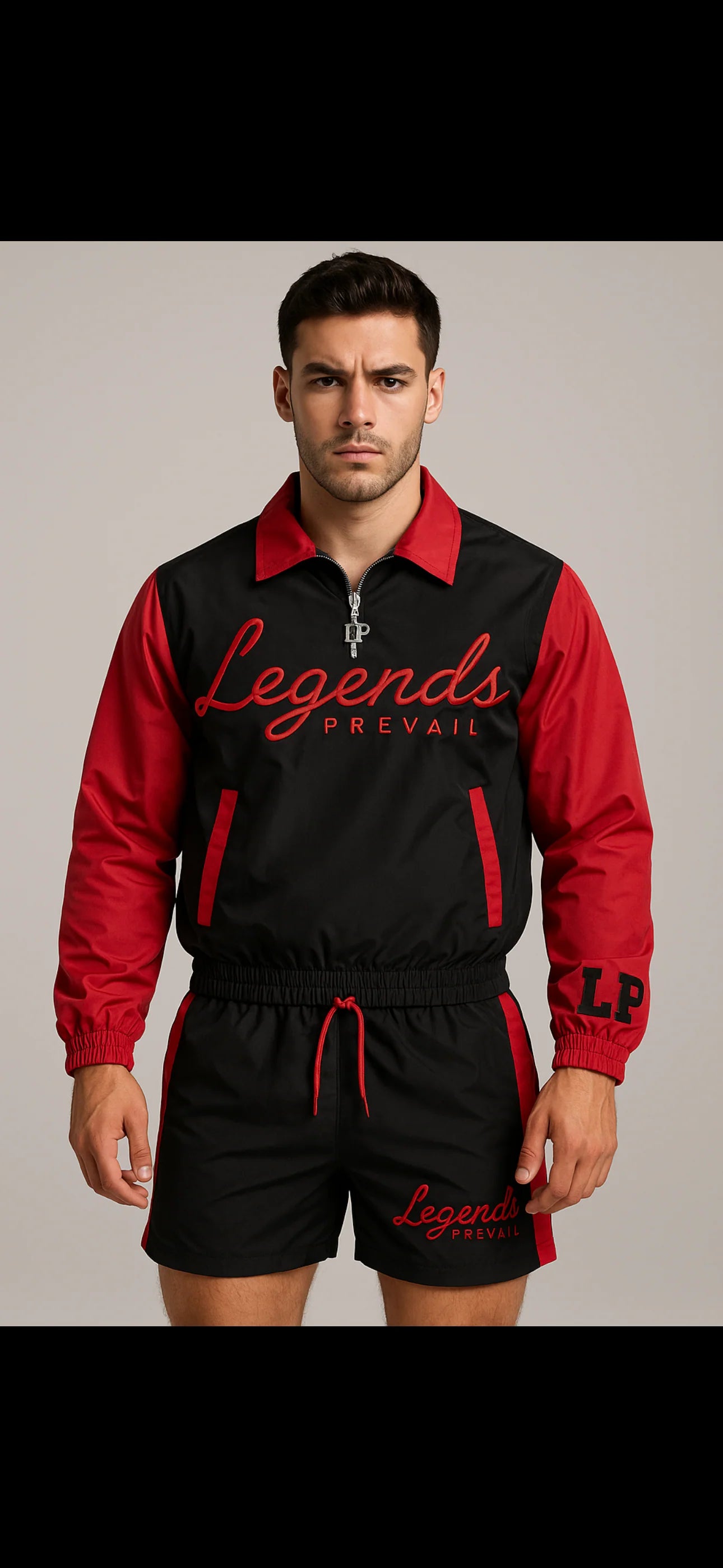 Legends Prevail Windbreaker Set Red/Black