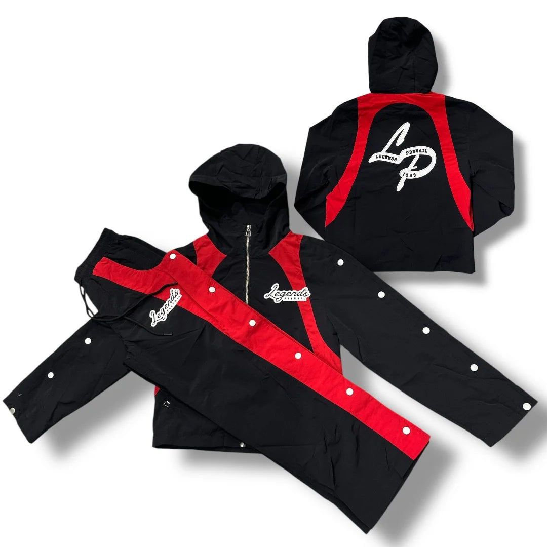 LEGENDS PREVAIL WINDBREAKER SET BLK/RED