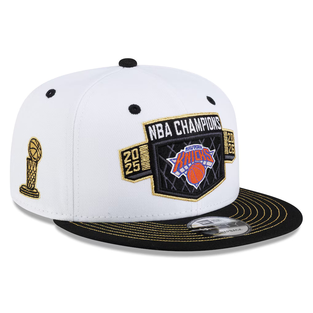 New York Knicks New Era White/Black 2026 NBA Finals Champions Locker Room 9FIFTY Snapback